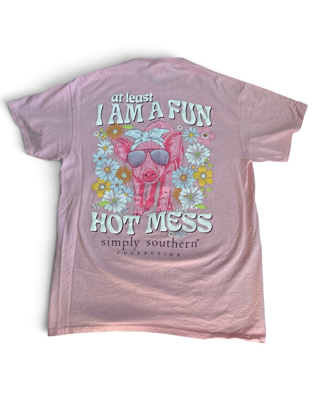 Simply Southern Hot Mess Tee – Light Pink – Size M